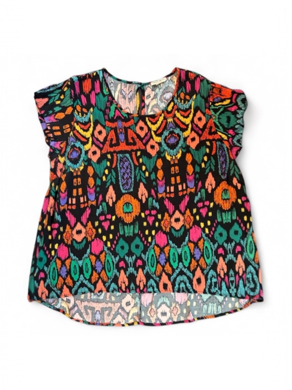 Christian Siriano Lightweight Colorful Plus Size Artsy Top 1X Abstract Festival
